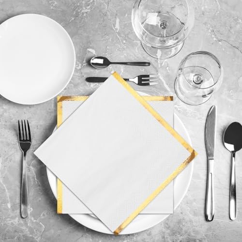 Fulmoon 100 Pack 2 Ply Gold Foil Edge Napkins