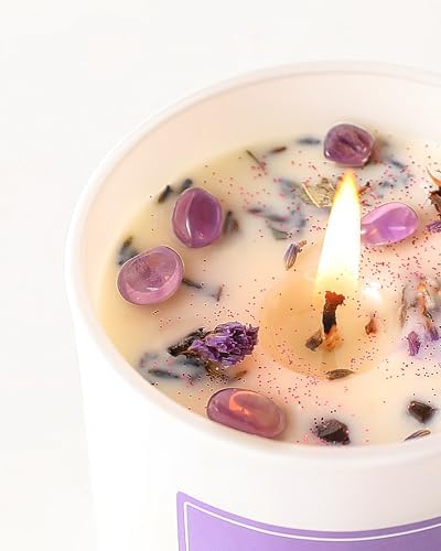 AOOVOO Lavender Scented Candles for Women with Crystals