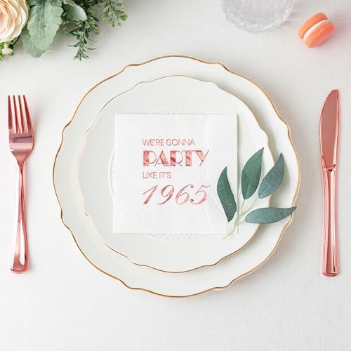 Crisky 60th Birthday Rose Gold Cocktail Napkins 50 Pcs