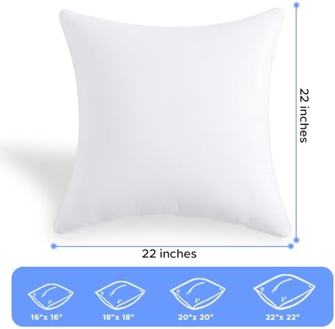 22x22 Waterproof Outdoor Pillow Inserts Set of 2