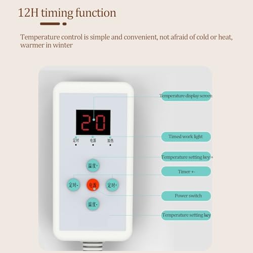 Electric Heating Carpet with 60 Level Thermostat and 12 Hour Timer