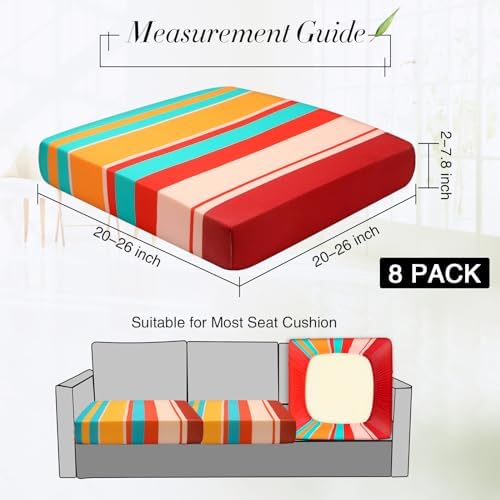 Newwiee 8 Pcs Stretchy Patio Cushion Covers