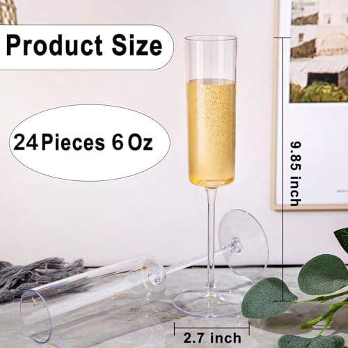 Ciaell 24 Pack Clear Plastic Champagne Flutes 6 Oz