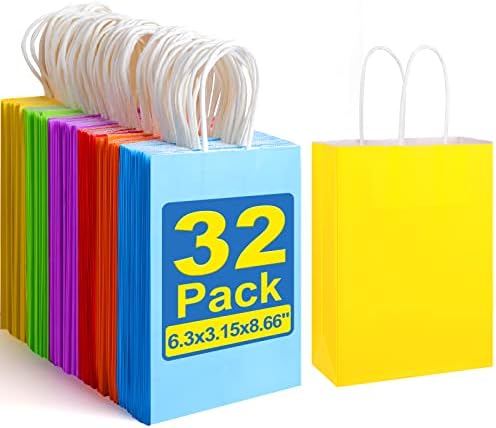 XPCARE 32Pcs Kraft Paper Gift Bags with Handles