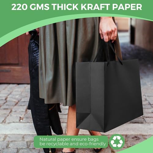 MOXARYSU Extra Large Black Gift Bags 3pcs with Handles