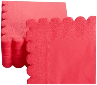 100 Pack 2-Ply Scalloped Edged Napkins Red