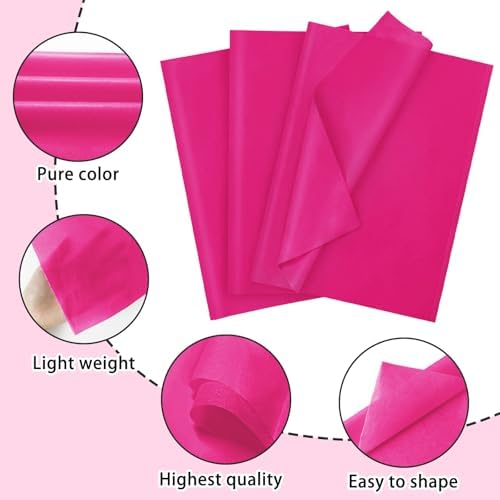 120 Sheets Hot Pink Tissue Paper for Gift Wrapping and Crafts