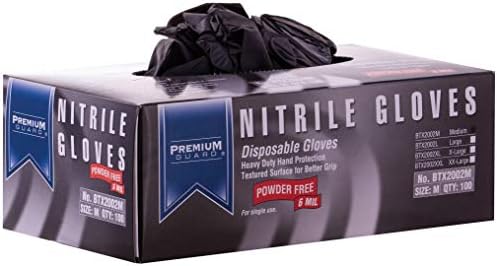 Premium Guard Nitrile Gloves 6 Mil Black 100 Per Box