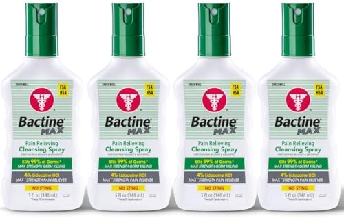 Bactine MAX First Aid Spray 4 Lidocaine 5oz 4 Pack