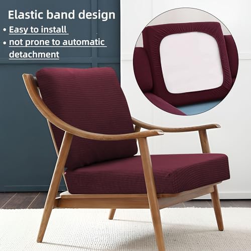 8Pcs Stretch Wine Red Patio Cushion Covers
