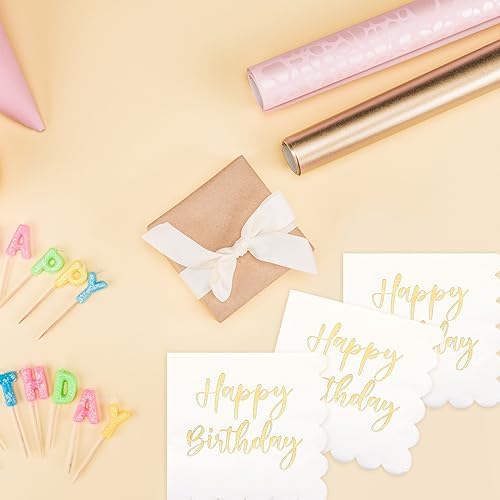Qilery 100 Pack Happy Birthday Napkins 2 Ply