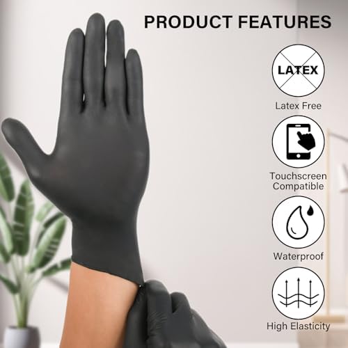 Nitrile Gloves Latex Free Powder Free for Kitchen Cleaning Gardening Black