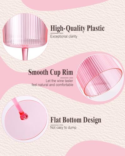 Ciaell 12 PCS Pink Plastic Wine Glasses with Stem