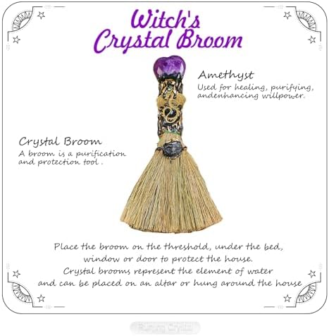 Amethyst Crystal Heart-Shaped Magic Broom - Reiki Energy Healing Tool