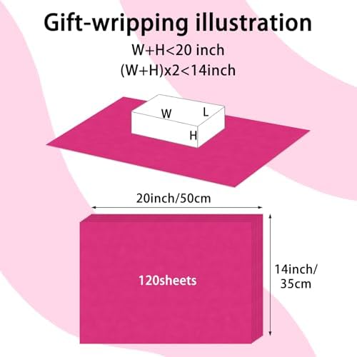 120 Sheets Hot Pink Tissue Paper for Gift Wrapping and Crafts