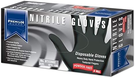 Premium Guard Nitrile Gloves 6 Mil Black 100 Per Box