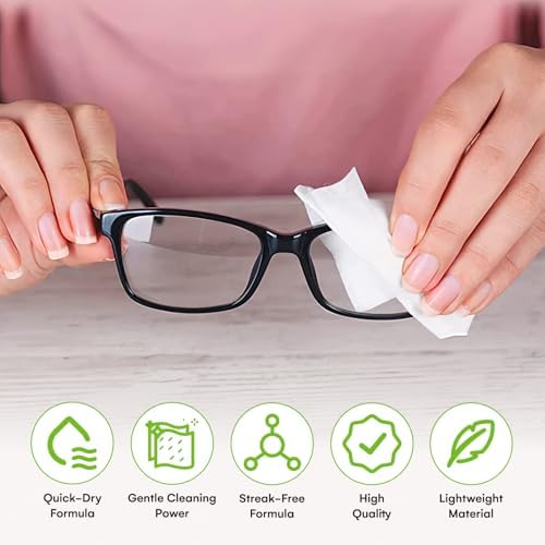 Care Touch Lens Wipes for Eyeglasses - 400 Count Portable Cleaners