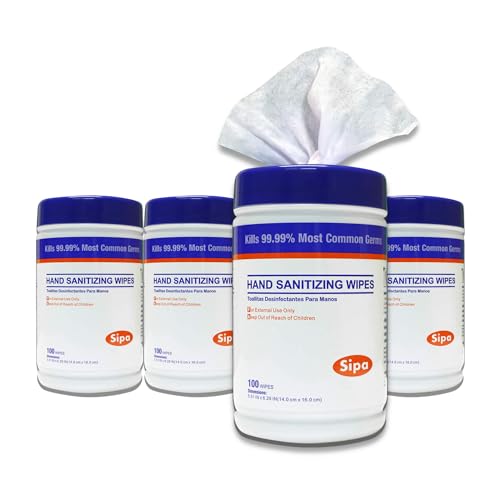 SIPA Hand Sanitizing Wipes 100 Count 4 Canisters