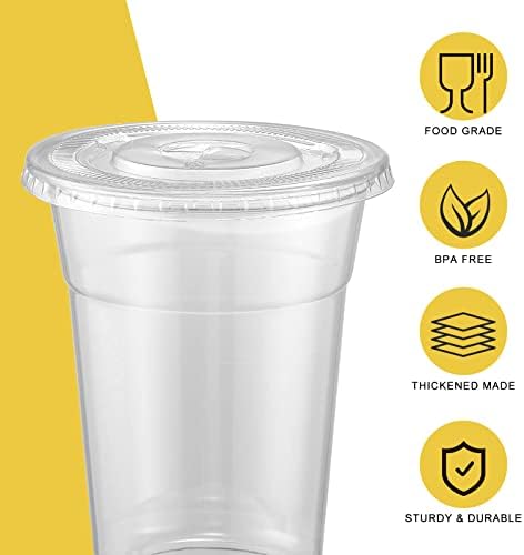 VITEVER 16oz Clear Cups with Lids Straws 100 Sets