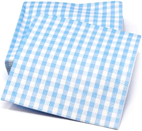 Gift Boutique 100 Blue and White Gingham Napkins