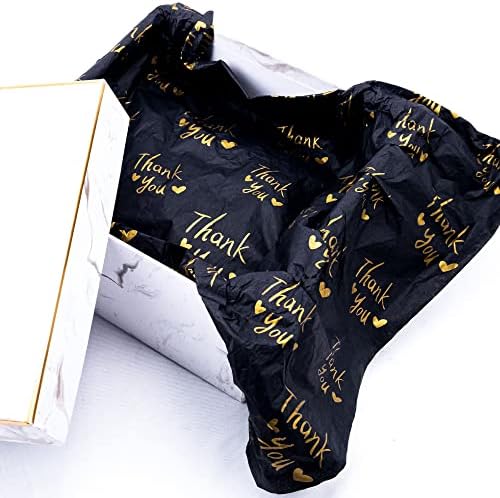 MR FIVE 50 Sheets Gold Thank You Tissue Paper Bulk