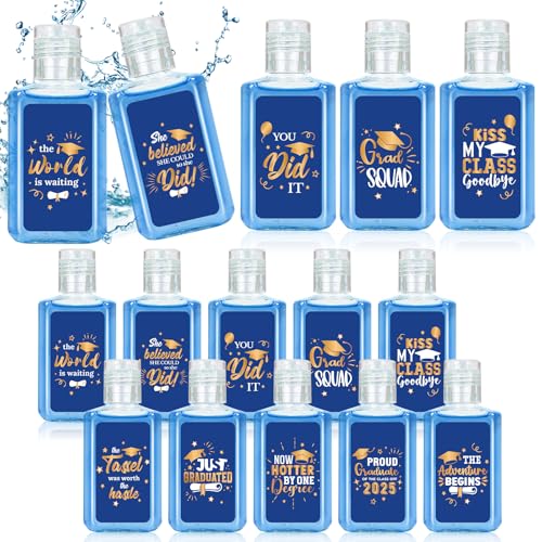 50 Pack Graduation Hand Sanitizer Travel Size Blue Gift Set