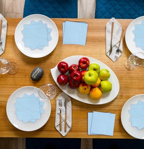 100 pcs 2-Ply Light Blue Folded Napkins for Parties and Weddings
