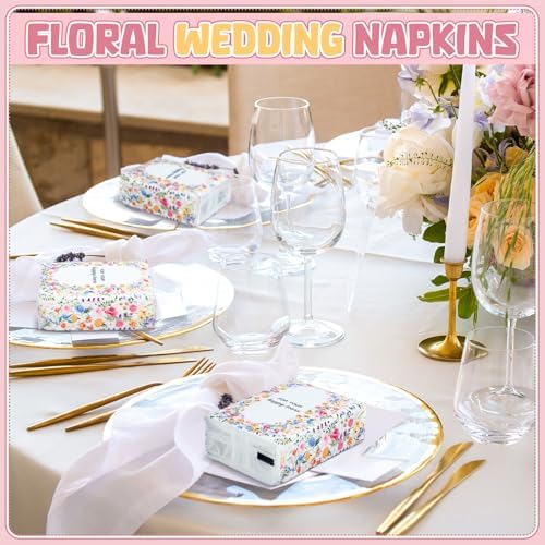 Therwen 100 Pack Wedding Tissues with 3 Ply Bright Design