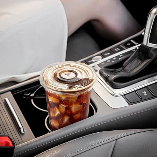 100 Pack 16 oz Clear Plastic Cups with Lids and Straws