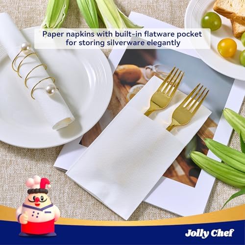 JOLLY CHEF Prefolded Paper Napkins with Pocket