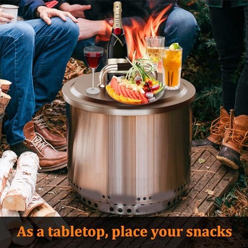 Uniflasy Fire Pit Lid for Solo Stove Yukon 27 Round Stainless Steel