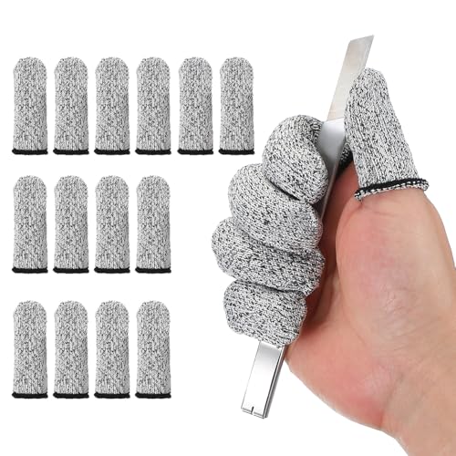 PATIKIL Cut Resistant Finger Cots 14 Pcs Reusable Grey