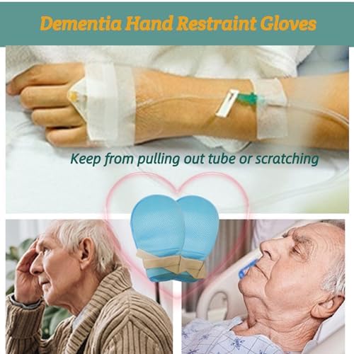 Dementia Restraint Gloves - 2 Pcs Adult No Scratch Mitts for Elderly Safety