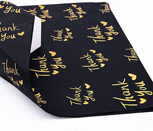 MR FIVE 50 Sheets Gold Thank You Tissue Paper Bulk