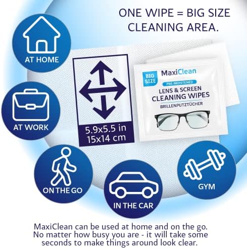 Maxi Clean Lens Wipes for Eyeglasses and Electronics