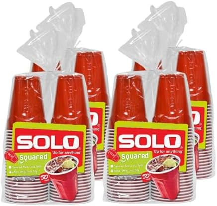 SOLO Red Squared Plastic Party Cups 18 Ounce 200 Count