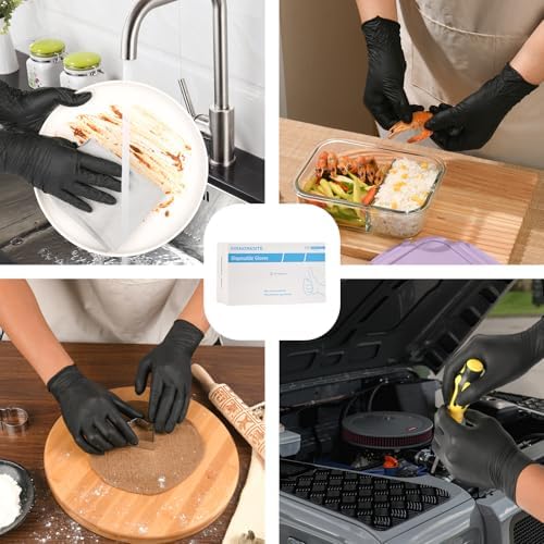 Nitrile Gloves Latex Free Powder Free for Kitchen Cleaning Gardening Black