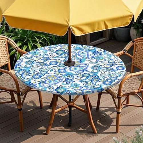 Vaukki Waterproof Zippered Tablecloth for 36-44 Inch Round Tables