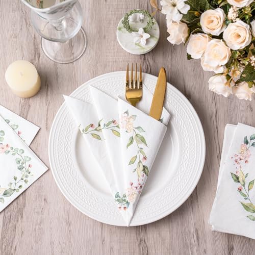 WRAPAHOLIC 50Pcs Floral Heart Napkins 65x65 In