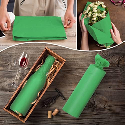 100 Sheets Green Tissue Paper for Wrapping and Crafts