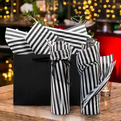 MR FIVE 60 Sheet Black Stripe Tissue Paper 14x20