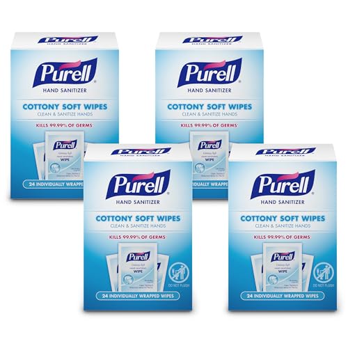 PURELL Cottony Soft Hand Sanitizing Wipes 24 Wipes 4 Boxes