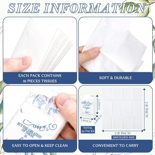 Spiareal 50 Pcs Blue Pocket Wedding Tissues