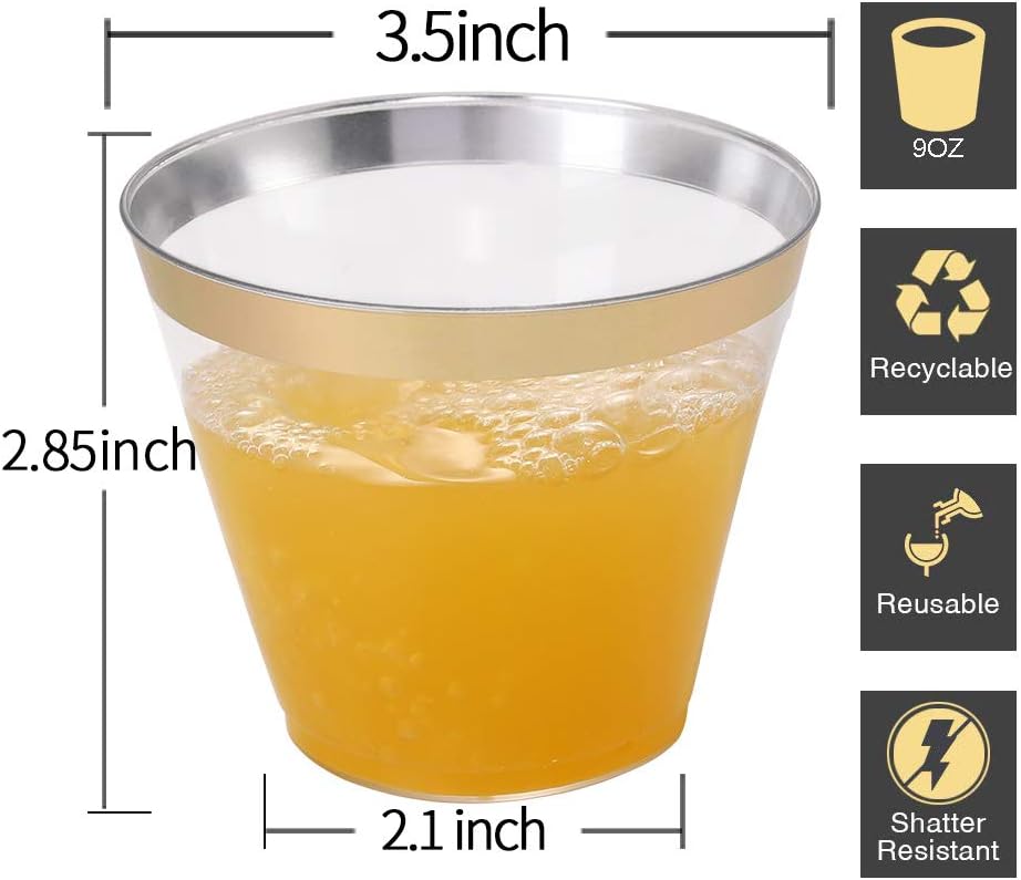 I00000 200 Pack Gold Rimmed Plastic Cups