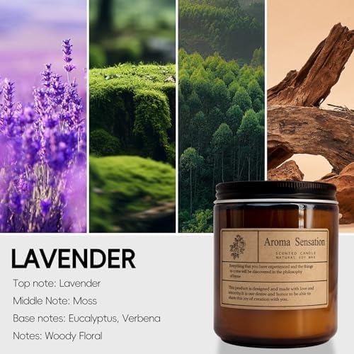 Organic Lavender Soy Candles for Home Stress Relief and Meditation 7oz