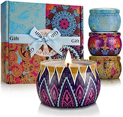 LKDJR Scented Candles Gift Set 4 Pack with 8 Essential Oil