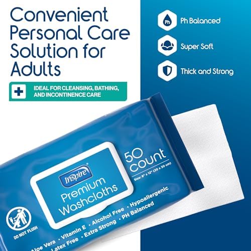 Inspire Adult Wet Wipes Oversized 8x12 Inches Pack of 8