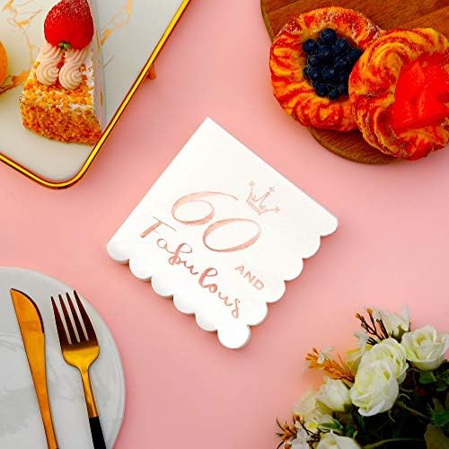 60 and Fabulous Cocktail Napkins Rose Gold