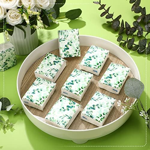 Geyee 100 Pcs Travel Tissue Packs 3 Ply Eucalyptus Leaves Design