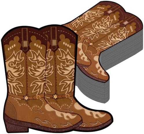50 Pcs Cowboy Boot Shaped Napkins for Western Parties